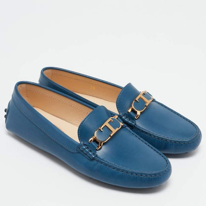 Tod’s Blue Leather Gommino Slip-On Loafers - Size 36