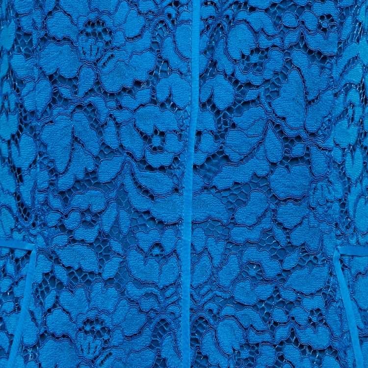 CH Carolina Herrera Blue Lace Floral Sheath Dress – Size L – Brand New