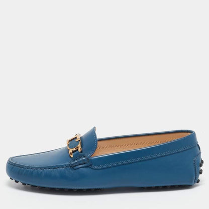 Tod’s Blue Leather Gommino Slip-On Loafers - Size 36