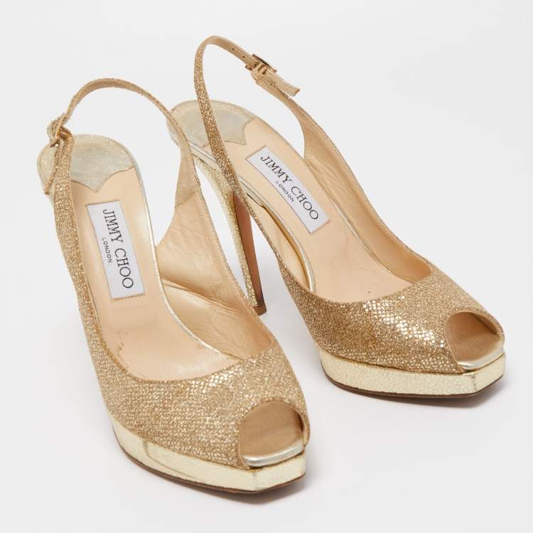 Jimmy Choo Gold Lurex Nova Slingback Heels Size 39