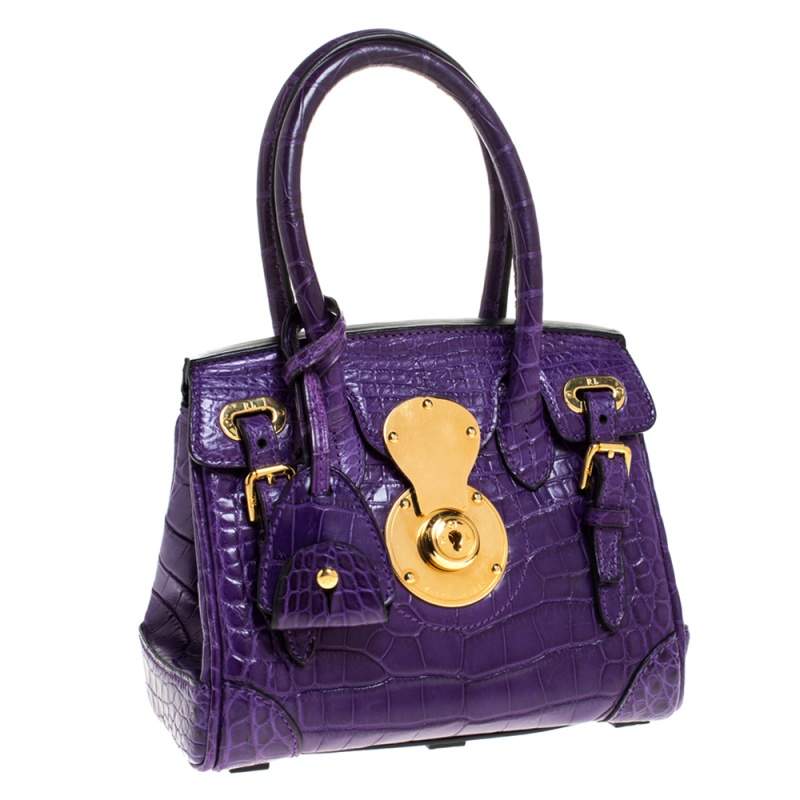Ralph Lauren Purple Alligator Mini Ricky Tote