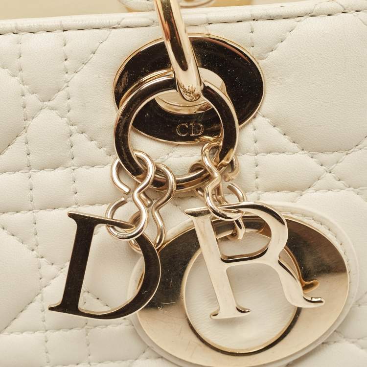 Dior Small Off-White Cannage Leather Lady Dior ABCDior Tote