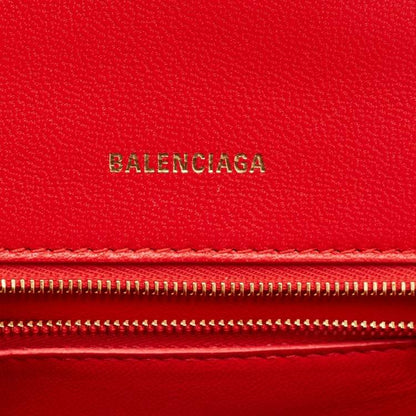 Balenciaga Red Leather Small Hourglass Top Handle Bag