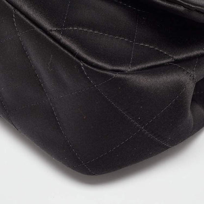 Chanel Black Quilted Satin Top Handle Flap Bag with Gold CHANEL Chain – Excellent Condition