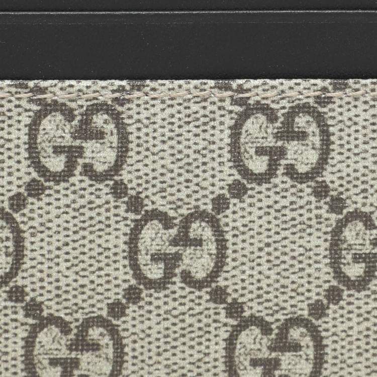 Gucci Black & Beige GG Supreme Canvas and Leather Card Holder