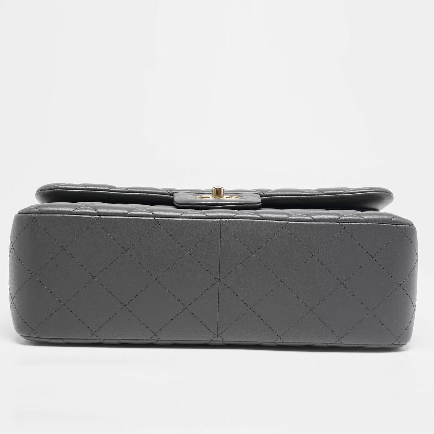 Chanel Grey Quilted Leather Jumbo Classic Double Flap Bag