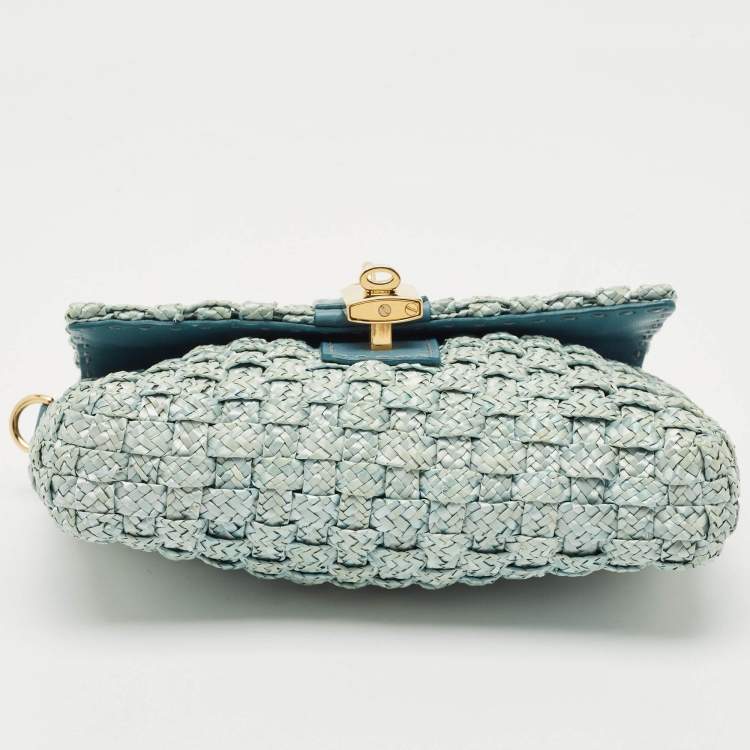 Dolce & Gabbana Blue Raffia Leather Bag