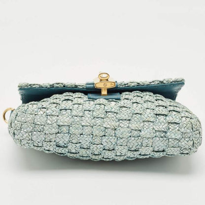 Dolce & Gabbana Blue Raffia Leather Bag