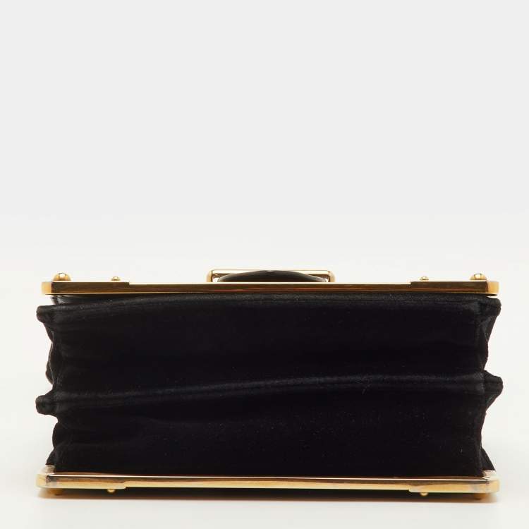Prada Cahier Black Velvet and Leather Shoulder Bag