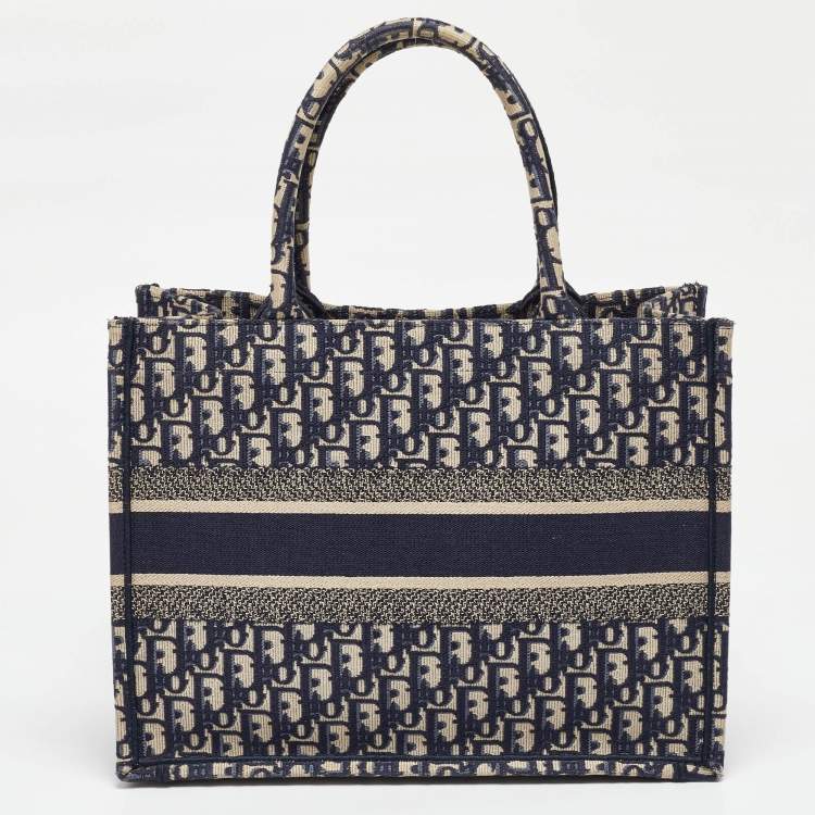 Dior Navy Blue Oblique Medium Book Tote