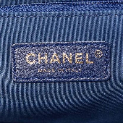 Chanel Medium Boy Bag in Blue Quilted Caviar Leather with Gold Hardware