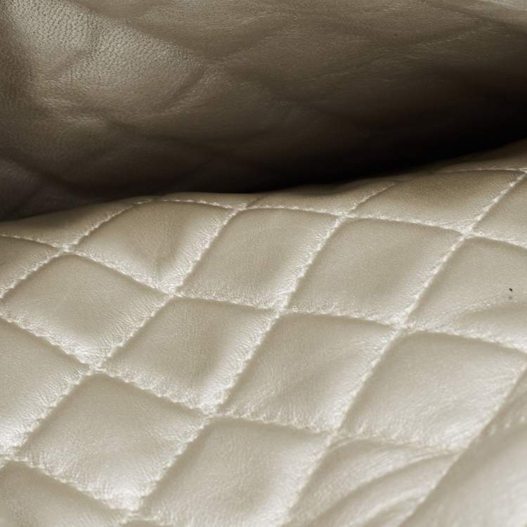 Chanel Metallic Grey Quilted Leather Maxi Classic Single Flap Bag