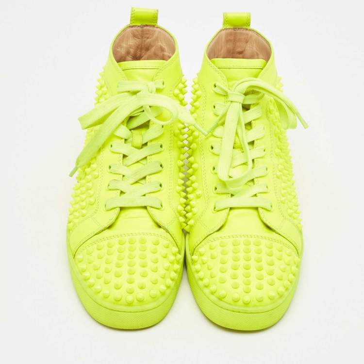 Christian Louboutin Green Leather Louis Spikes Sneakers 44