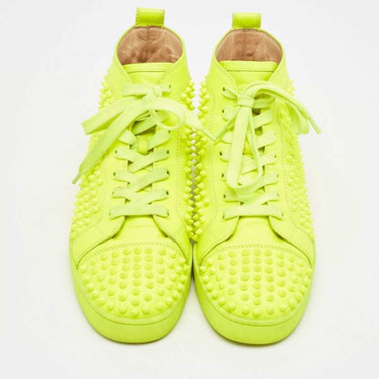 Christian Louboutin Green Leather Louis Spikes Sneakers 44