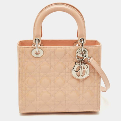 Dior Medium Lady Dior Tote – Peach Patent Cannage Leather