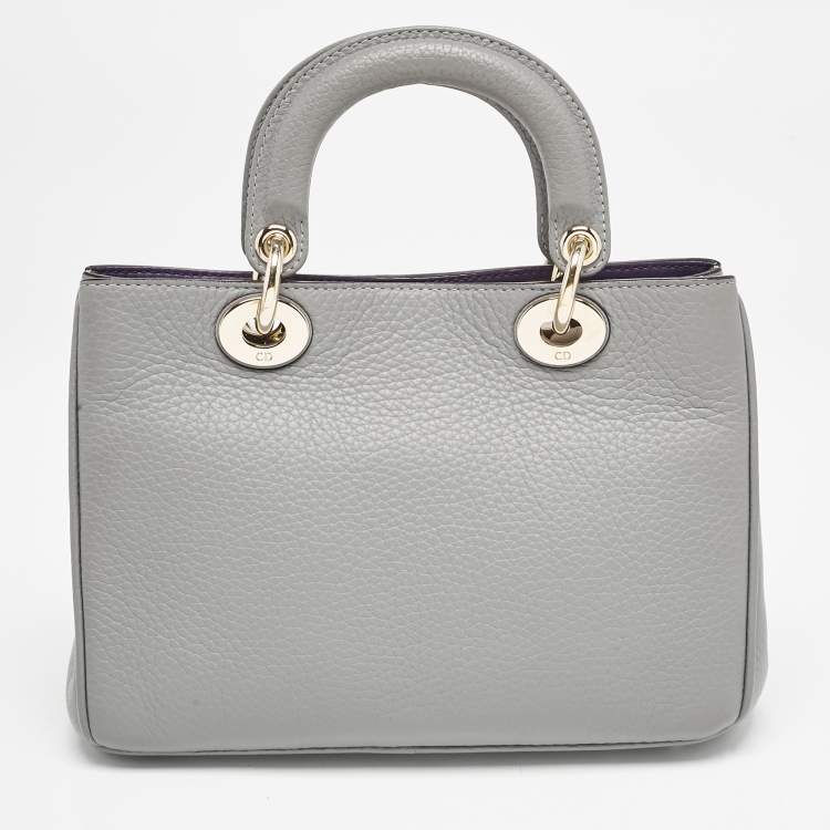 Dior Mini Diorissimo Tote in Grey Leather