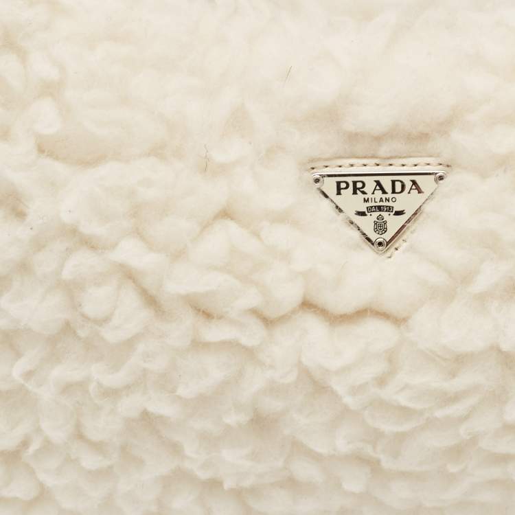 Prada White Wool Re-Edition 2000 Shoulder Bag