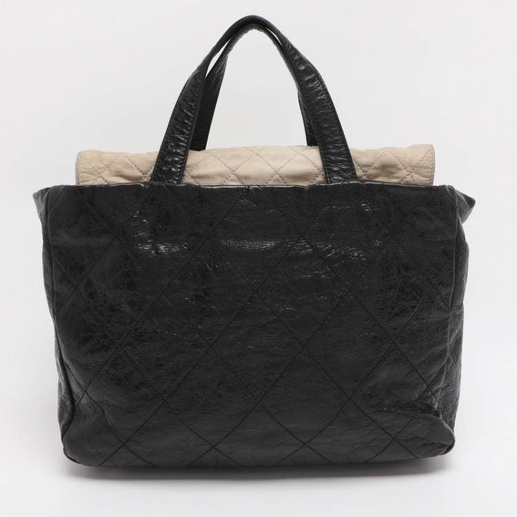 Chanel Black Quilted Glazed Leather Portobello Tote