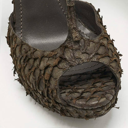 Yves Saint Laurent Dark Brown Python Platform Sandals Size 39.5