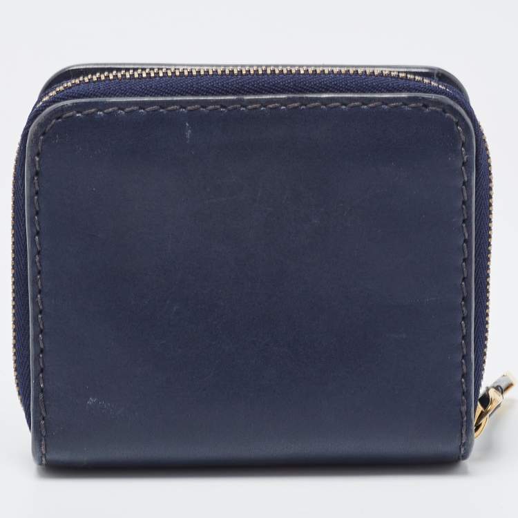 Dior Navy Blue Leather D Fence Zip Wallet