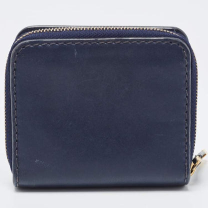 Dior Navy Blue Leather D Fence Zip Wallet