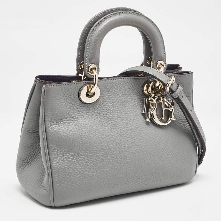 Dior Mini Diorissimo Tote in Grey Leather