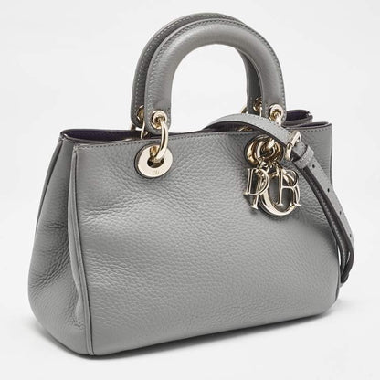 Dior Mini Diorissimo Tote in Grey Leather