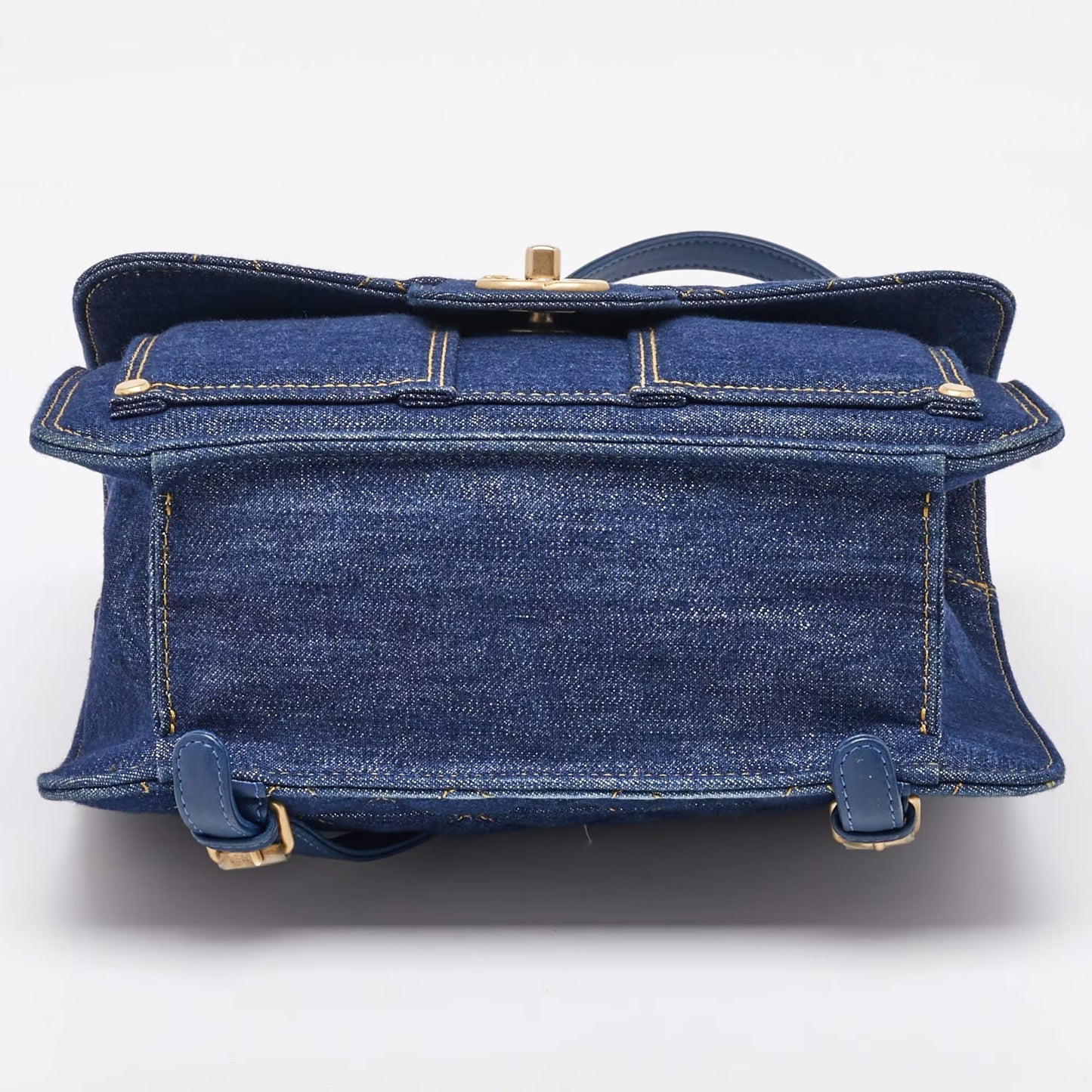 Chanel Blue Quilted Denim CC Flap Double You Backpack