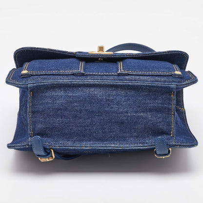 Chanel Blue Quilted Denim CC Flap Double You Backpack