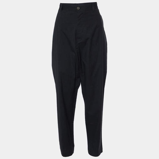 Dolce & Gabbana Black Pinstriped Cotton Tapered Trousers – Size XXL