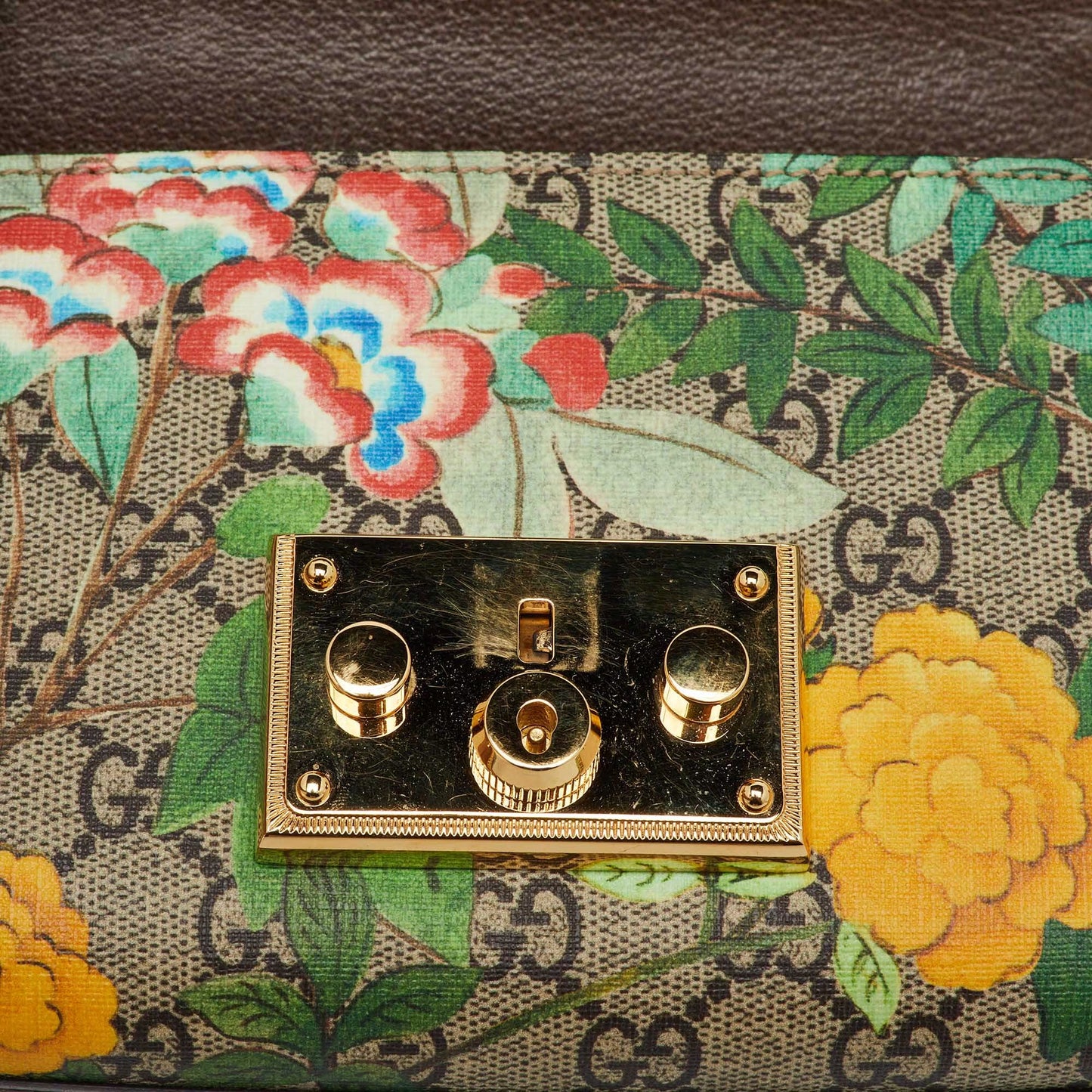 Gucci Multicolor GG Supreme Canvas Tian Print Small Padlock Shoulder Bag