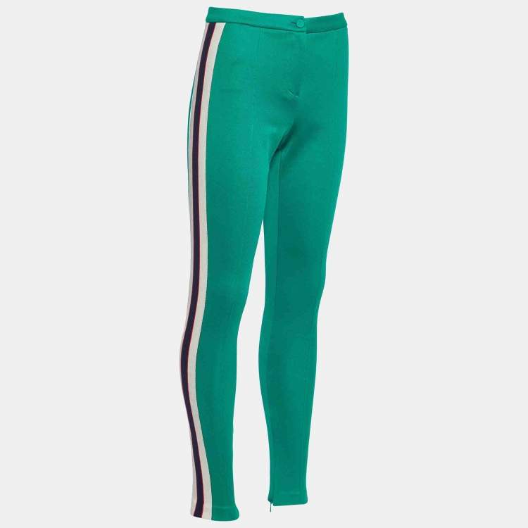 Gucci Green Tech-Jersey Side Stripe Stirrup Leggings – Size XS