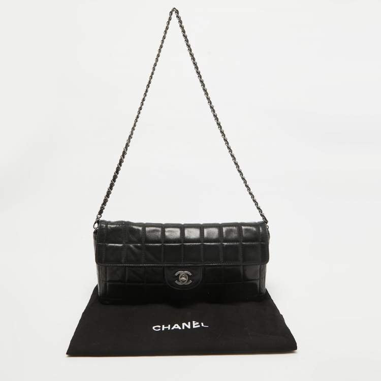Chanel Black Quilted Leather Chocolate Bar East West