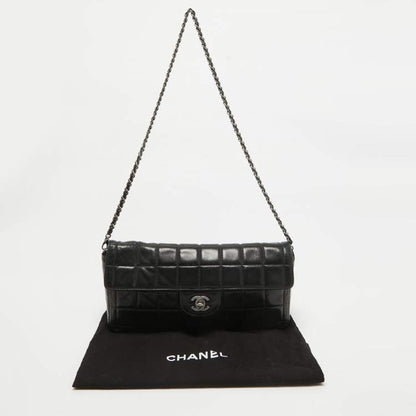 Chanel Black Quilted Leather Chocolate Bar East West