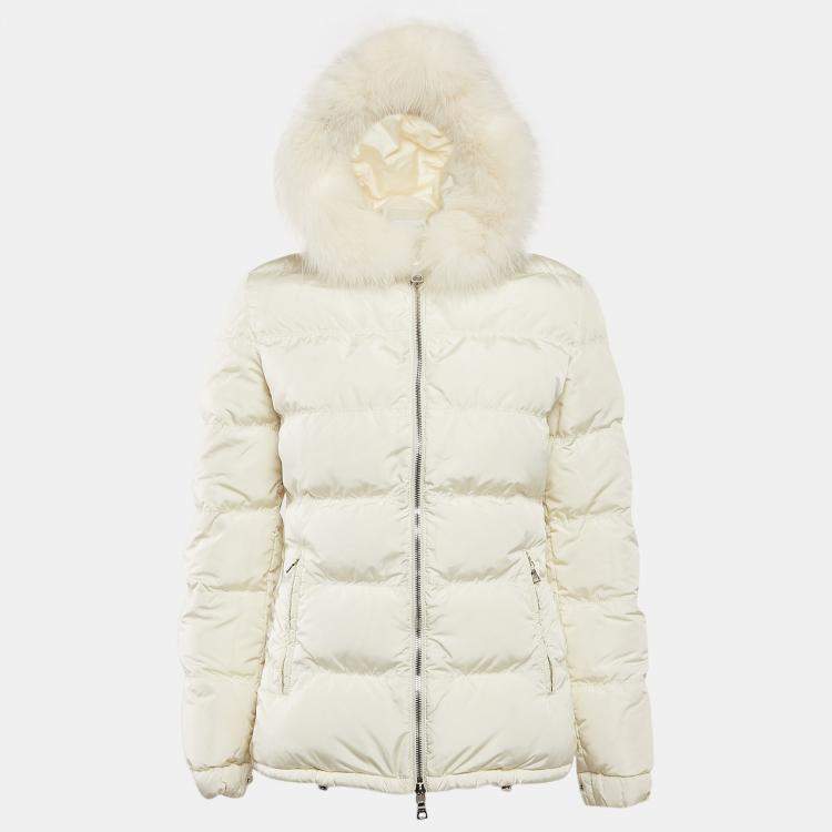Prada Off-White Quilted Fur Trim Down Jacket – Size S