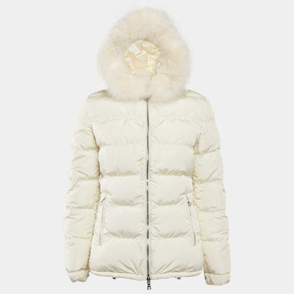 Prada Off-White Quilted Fur Trim Down Jacket – Size S