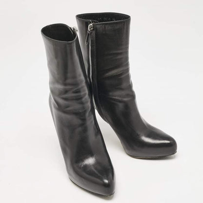Dior Black Leather Zipped Ankle Length Boots Size 36