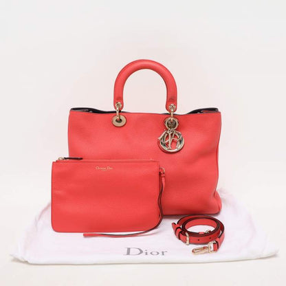 Christian Dior Coral Grained Leather Diorissimo Tote Bag