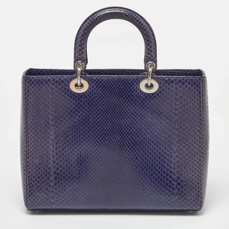 Lady Dior Large Python Bag Navy