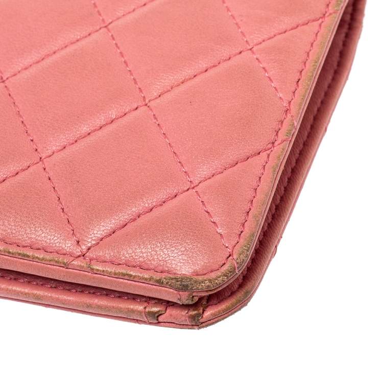 Chanel Pink Quilted Leather L Yen Wallet – Classic Long Bifold