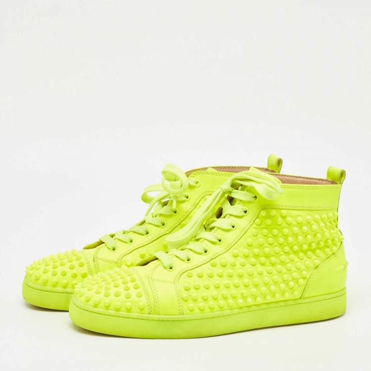 Christian Louboutin Green Leather Louis Spikes Sneakers 44