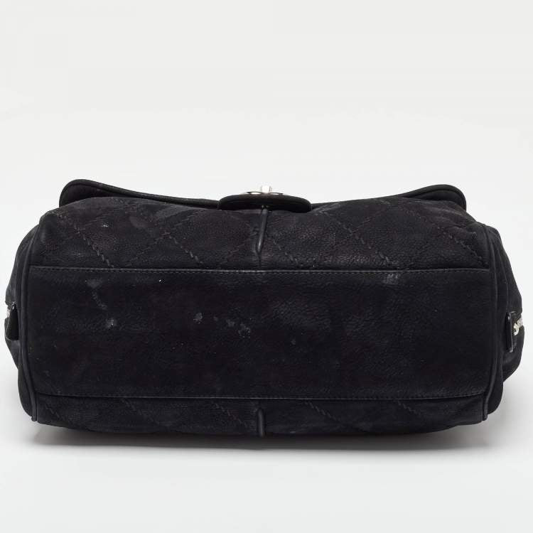 Chanel Black Nubuck Leather Darjeeling Flap Bag – Fair Condition
