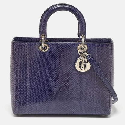 Lady Dior Large Python Bag Navy