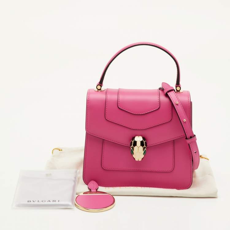 Bvlgari Serpenti Forever Small Pink Leather Flap Top Handle Bag