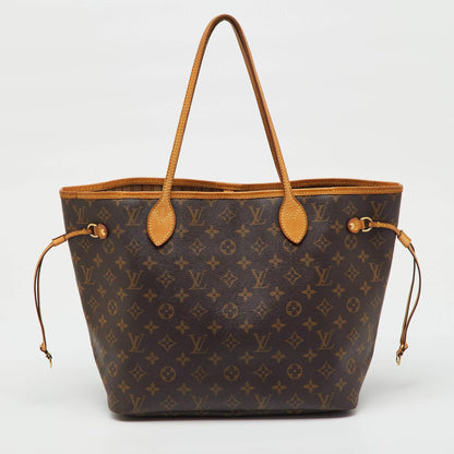 Louis Vuitton Neverfull Brown Coated Canvas and Leather Totes Bag