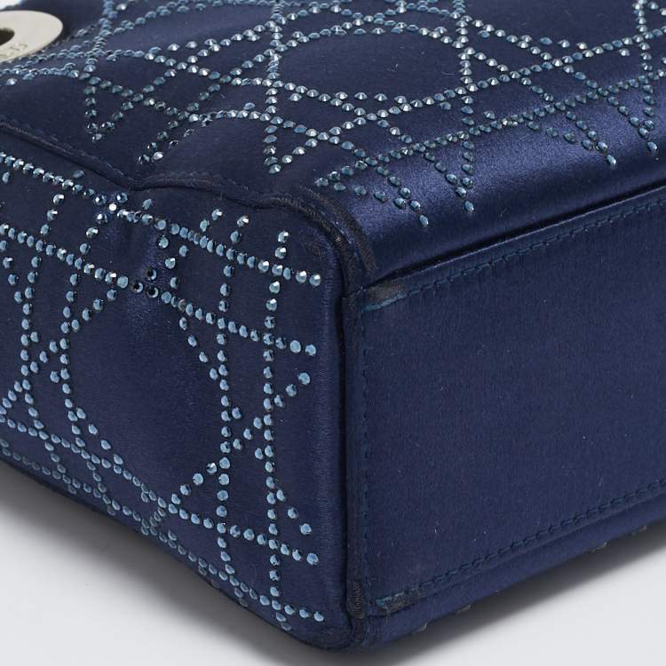 Dior Mini Lady Dior Tote – Navy Blue Crystal Satin