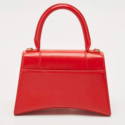 Balenciaga Red Leather Small Hourglass Top Handle Bag