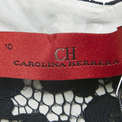 CH Carolina Herrera Black & White Floral Lace Midi Dress – Size L – Brand New