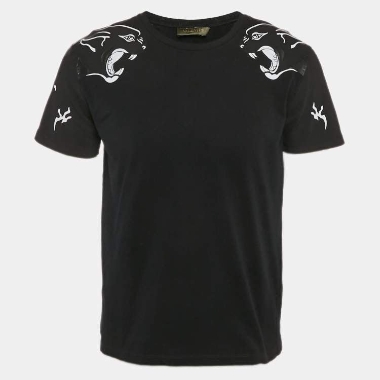 Valentino Black Panther Print Cotton Crewneck T-Shirt S