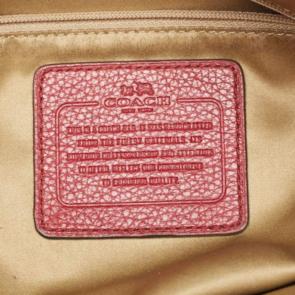 Coach Signature Carrie Tote – Beige & Burgundy Canvas Leather Shoulder Bag